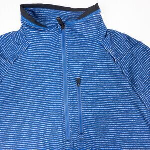 Lululemon Cypress Run Half Zip Blue Striped Pullover L Thumb Holes Pocket Shirt‎